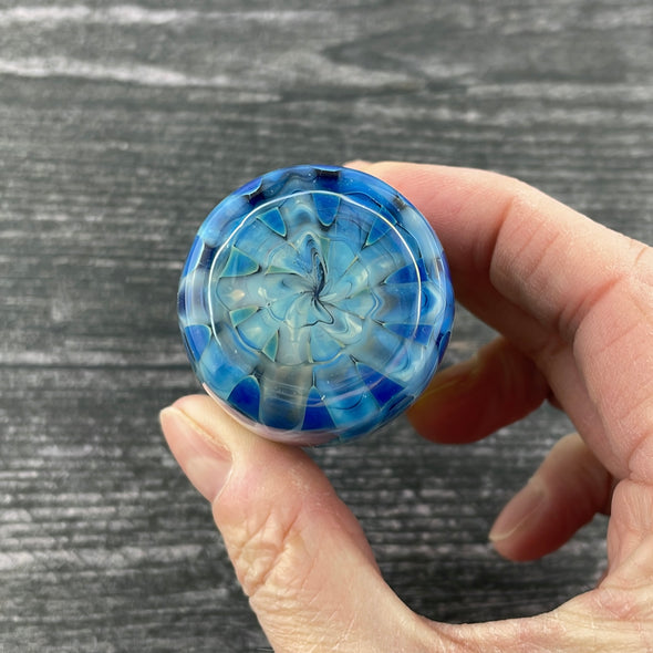 Brilliant Blue Wrap & Rake Shot Glass