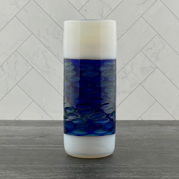 highball glass white and blue