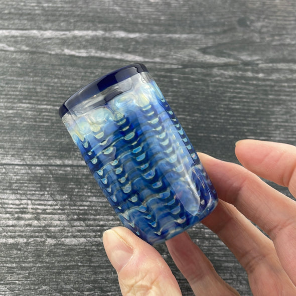 Blue Wrap & Rake Shot Glass