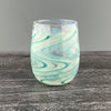 Clear and Teal Stemless Wineglass