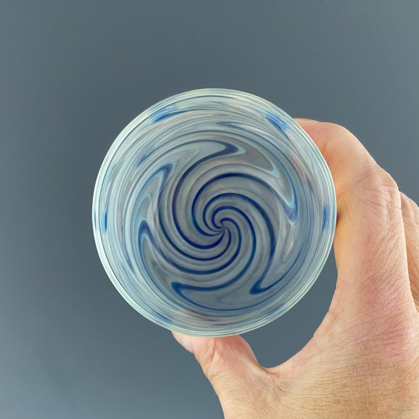 Clear and Blue Stemless Wineglass