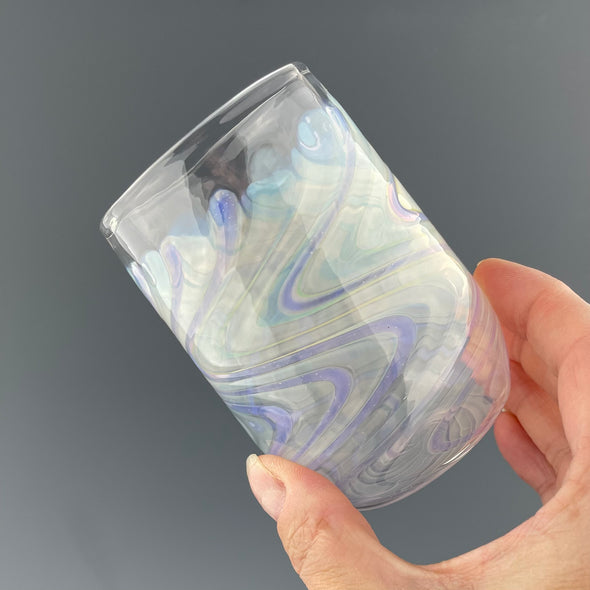 Clear and Lilac Stemless Wineglass