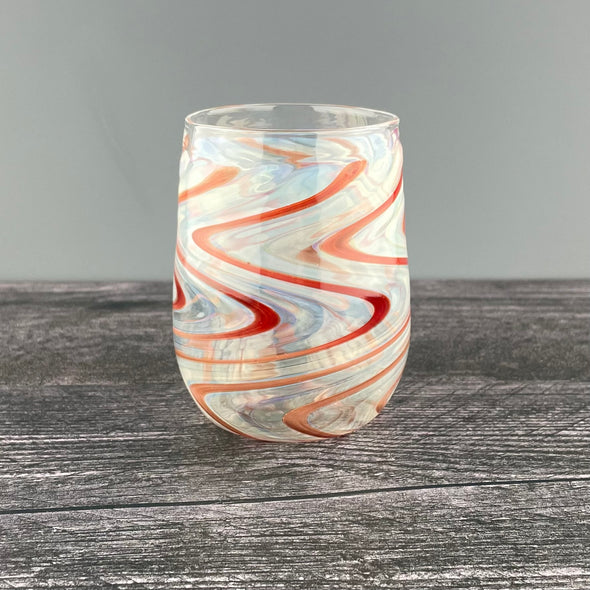 Clear and Red Stemless Wineglass