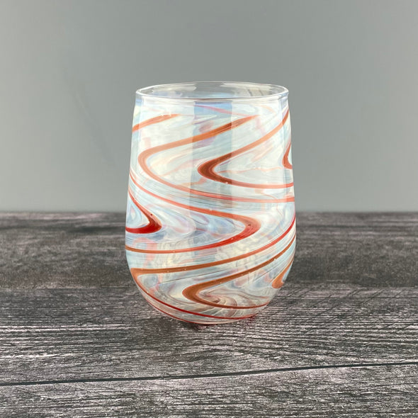 Clear and Red Stemless Wineglass