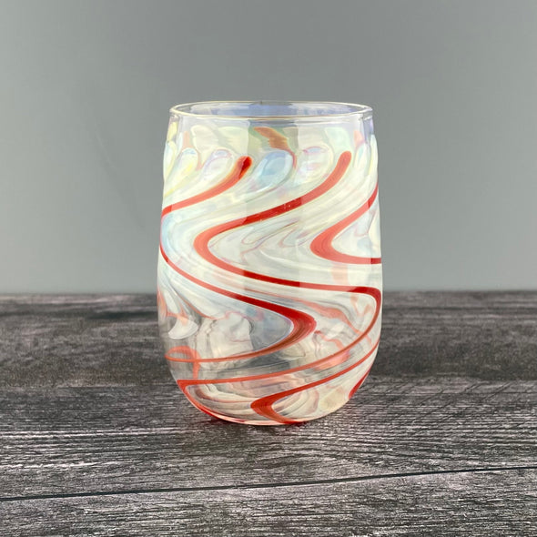 Clear and Red Stemless Wineglass