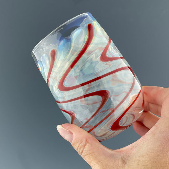 Clear and Red Stemless Wineglass