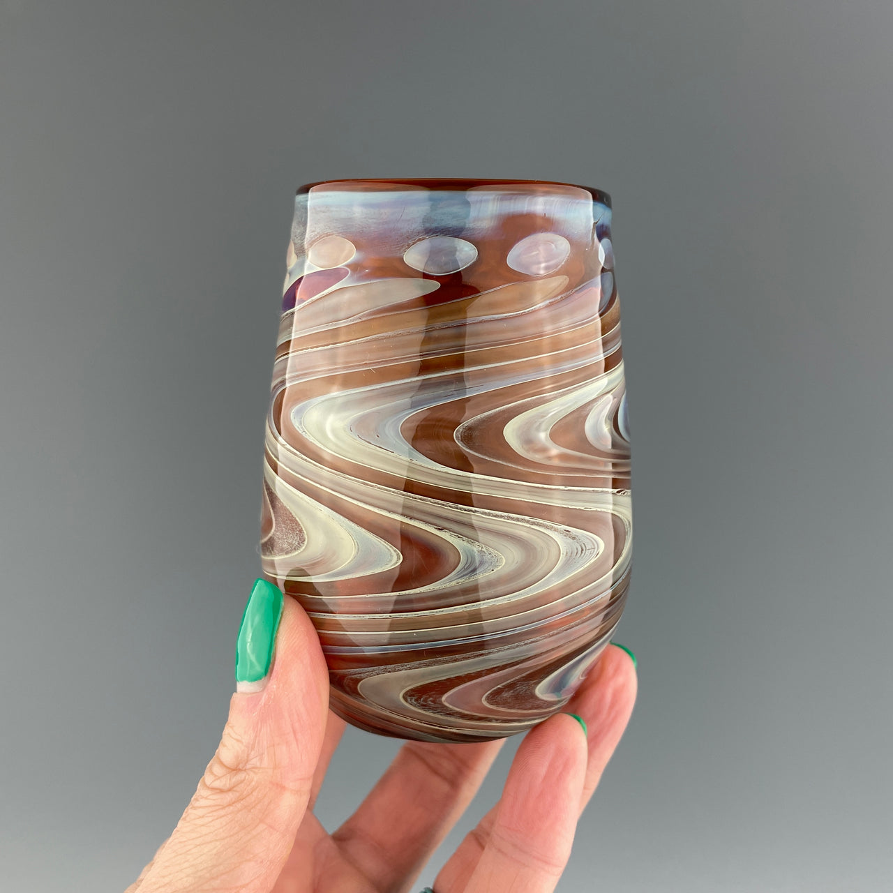 amber stemless wineglass