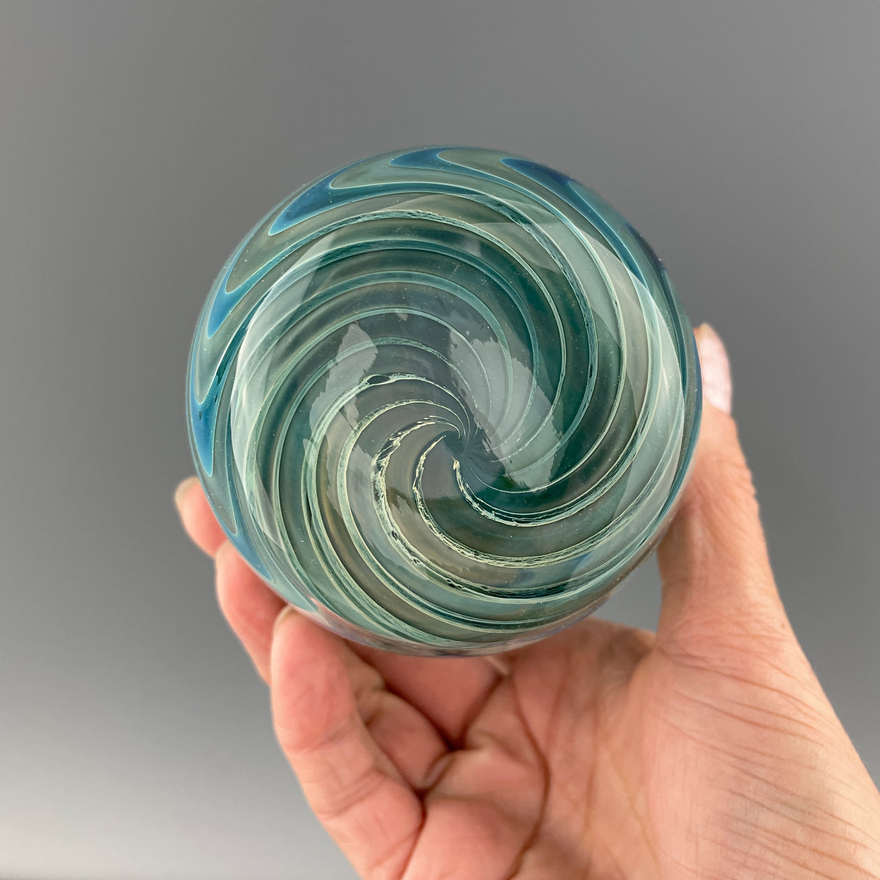 bottom of a lake green stemless wineglass