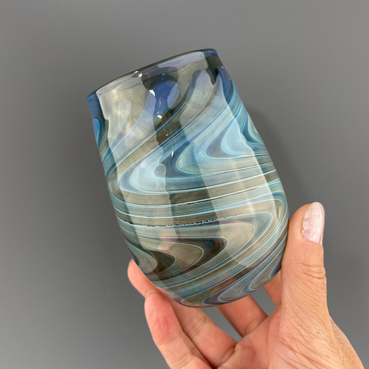 charcoal stemless wineglass