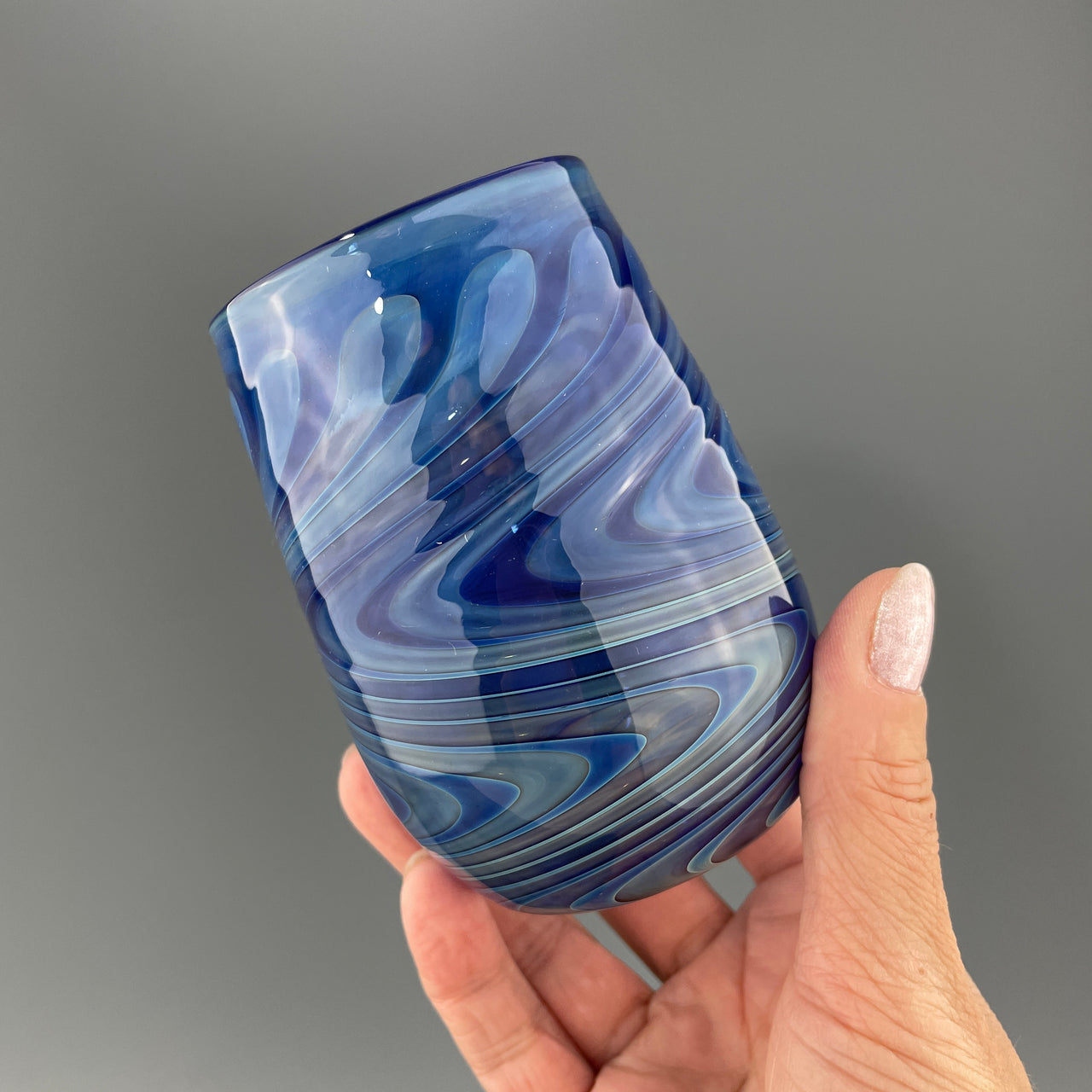 cobalt blue stemless wineglass