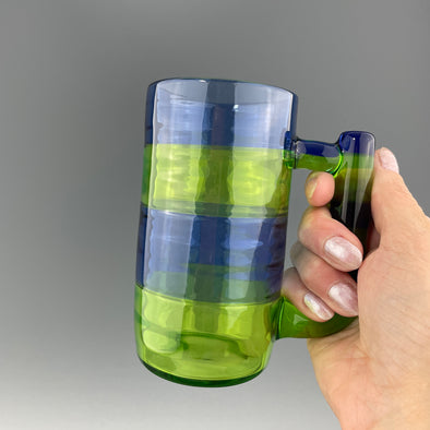 green and blue mug