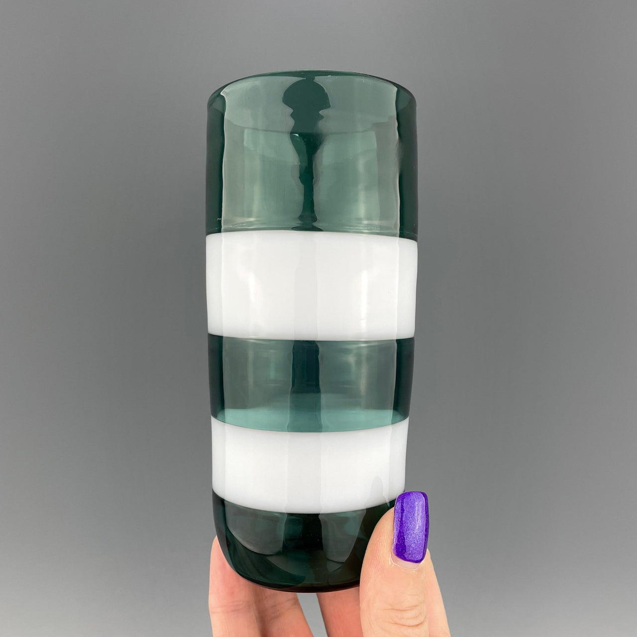 lake green and white striped cup