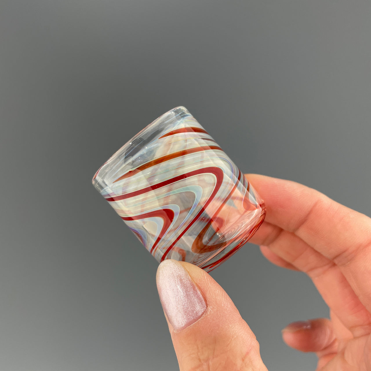 clear and red shot glass