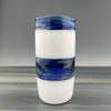 white and space blue striped cup