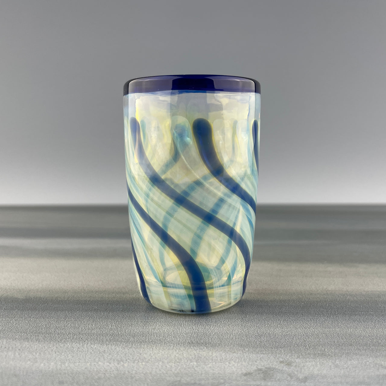 clear and blue swirls shot glass