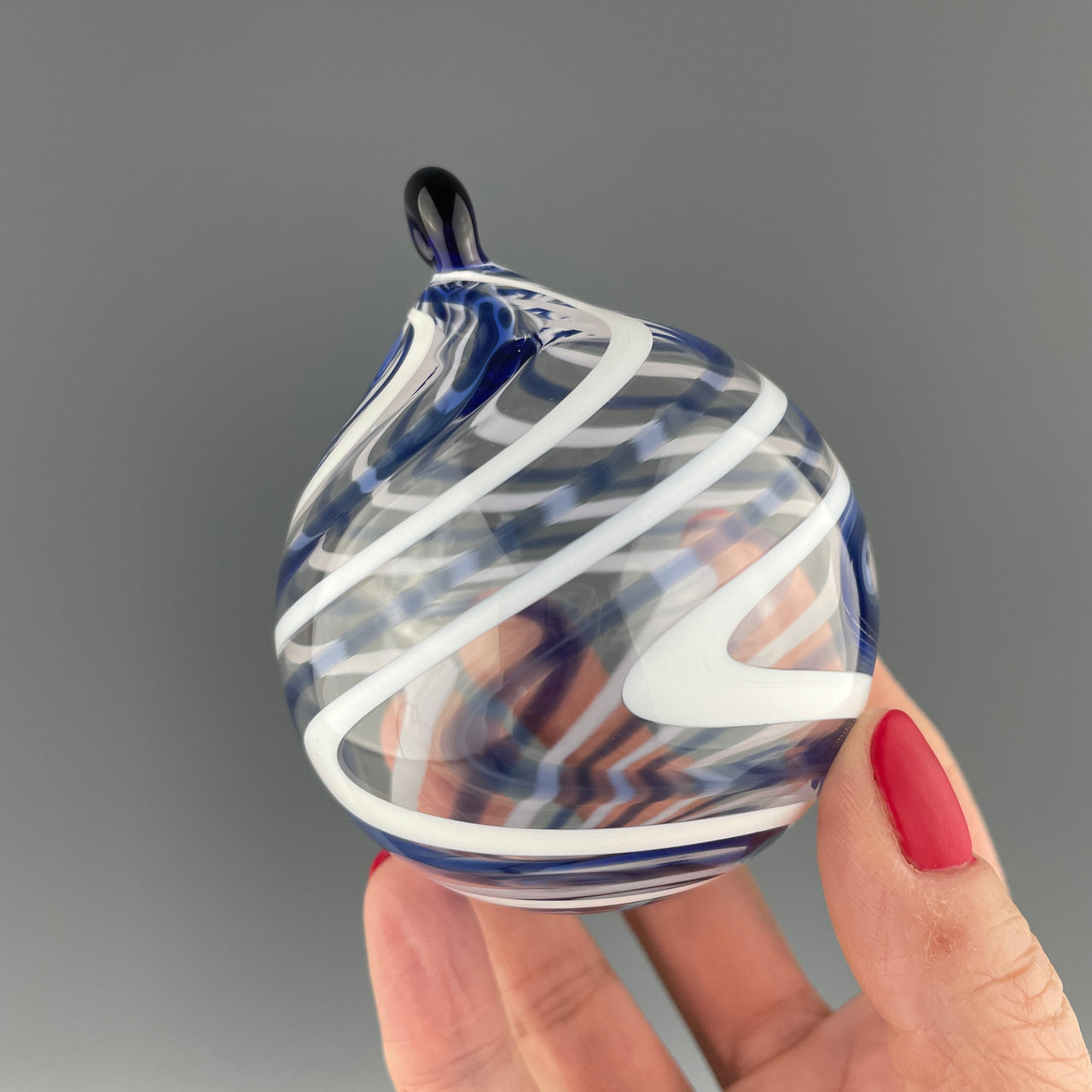 blue and white christmas tree ornament