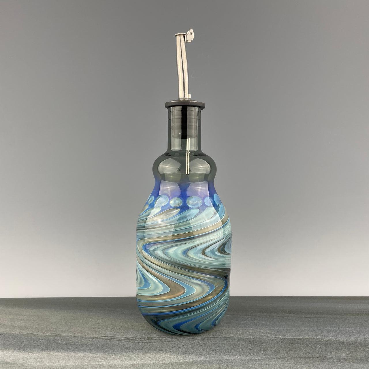 charcoal glass oil bottle