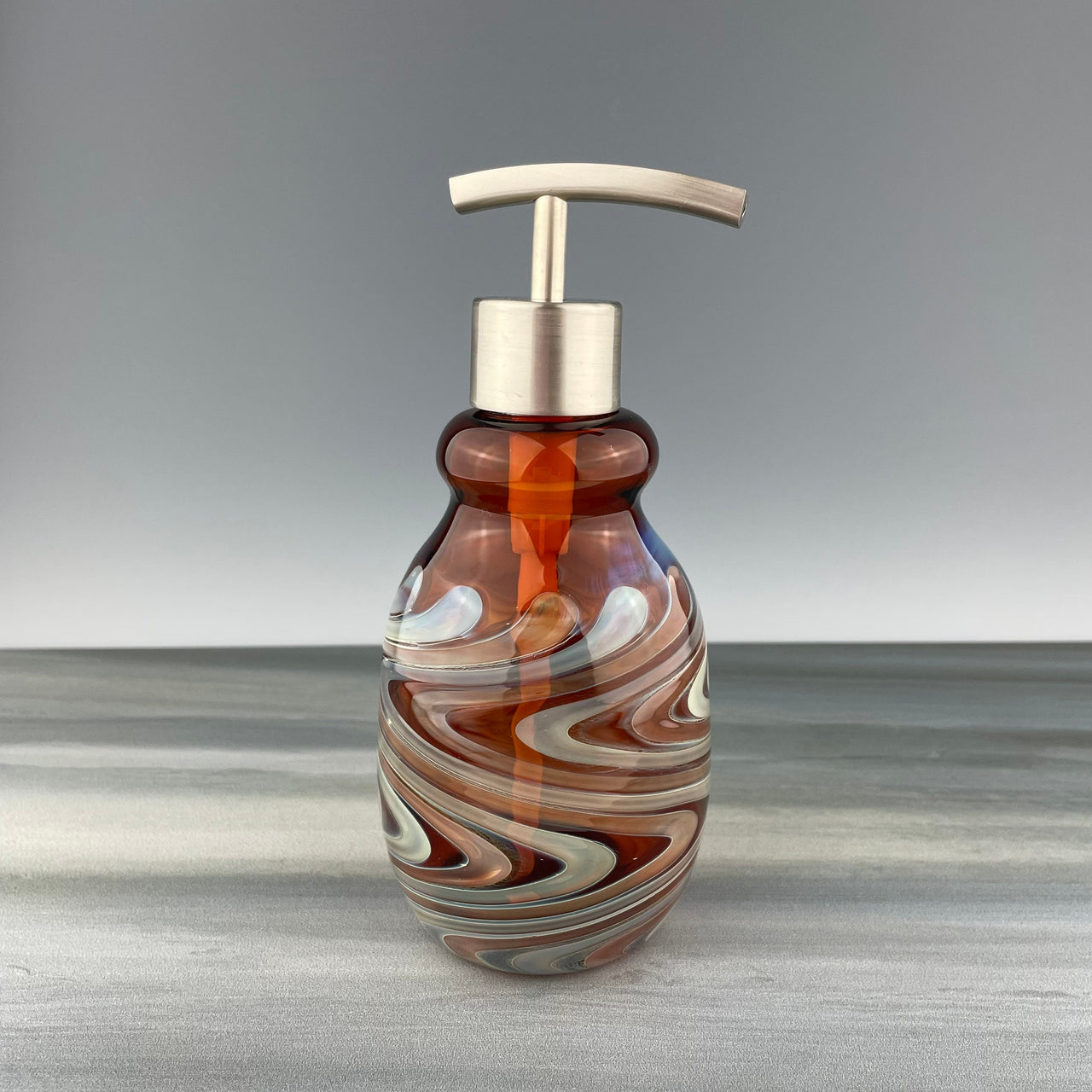 Amber and Silver Soap Dispenser