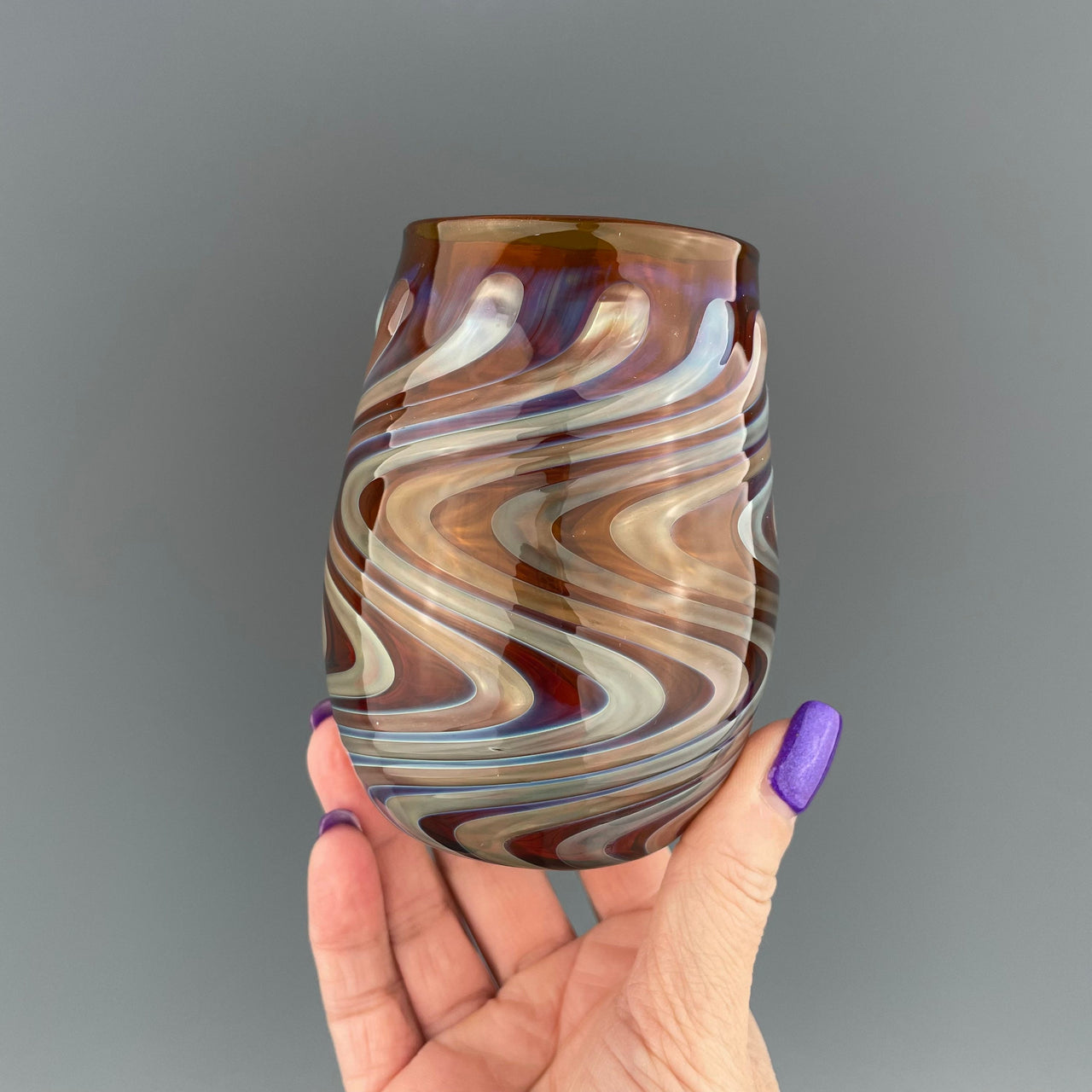 Amber and Silver Stemless Wineglass