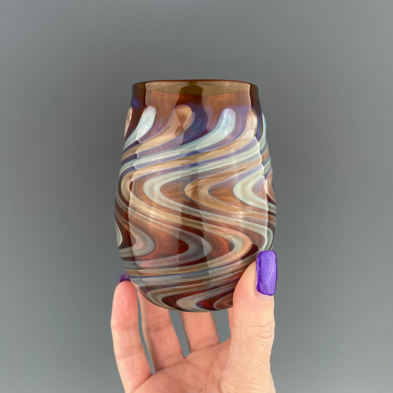 Amber and Silver Stemless Wineglass