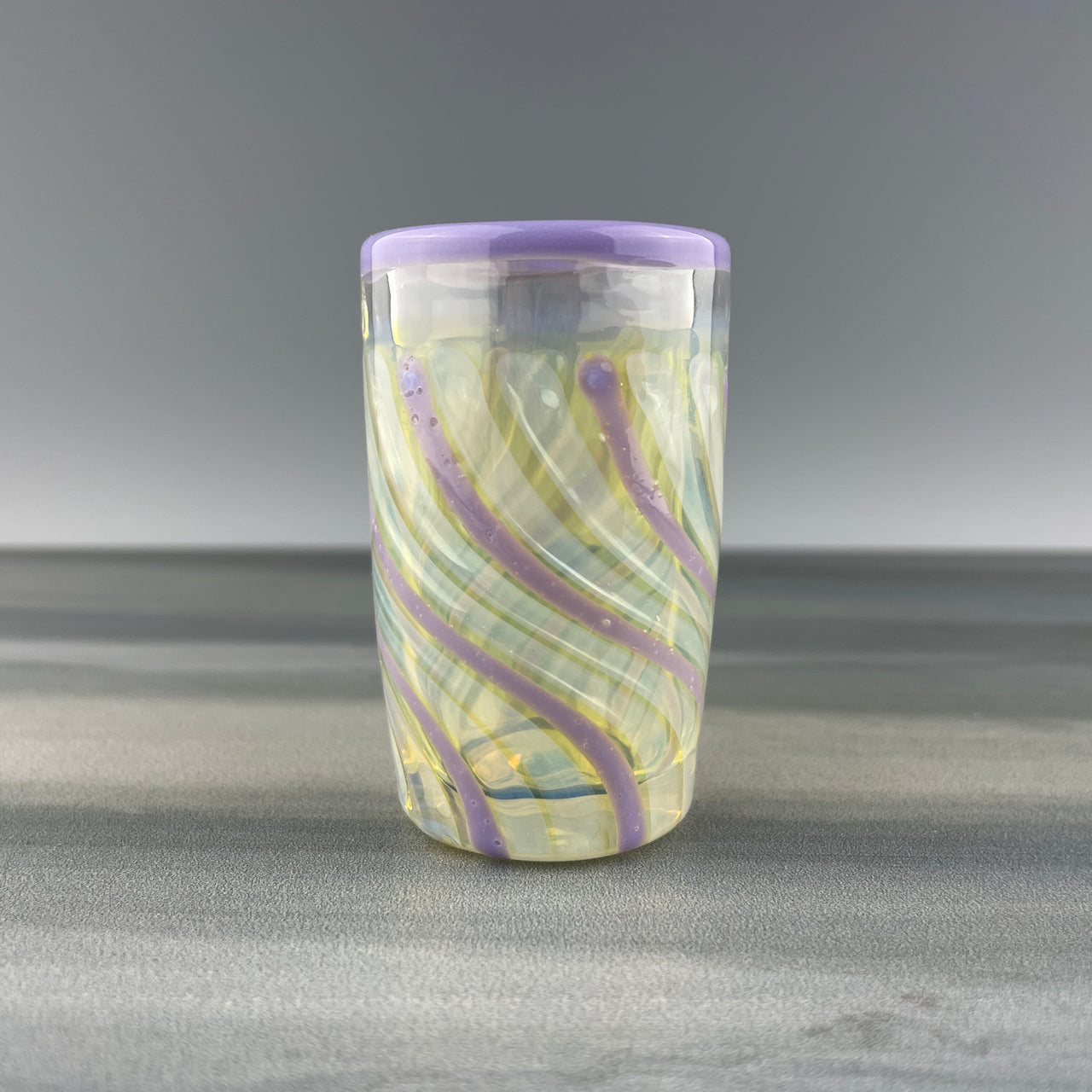 clear and purple swirls shot glass