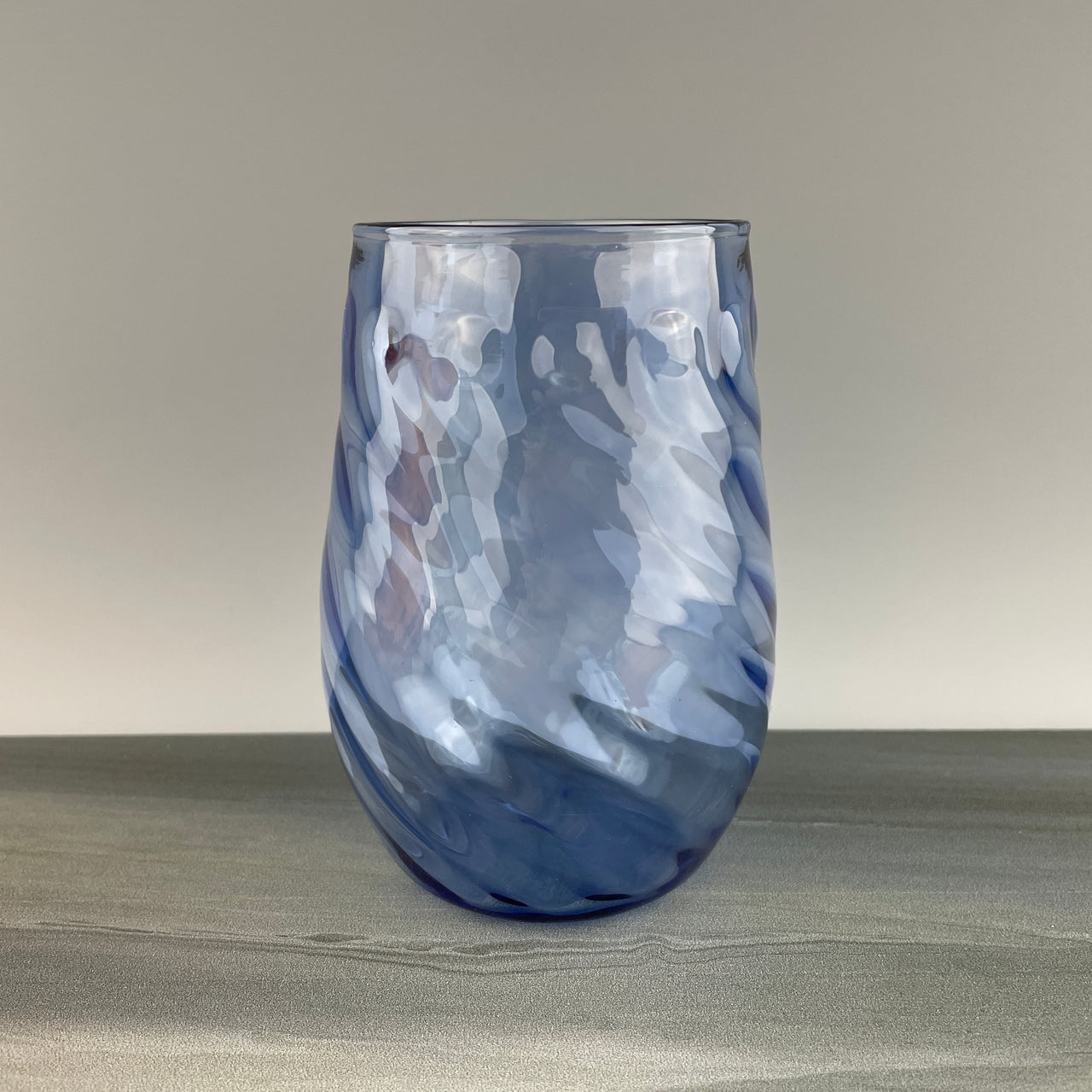 brilliant blue stemless wineglass