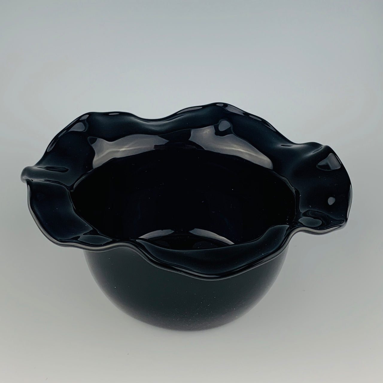 wavy bowl black glass